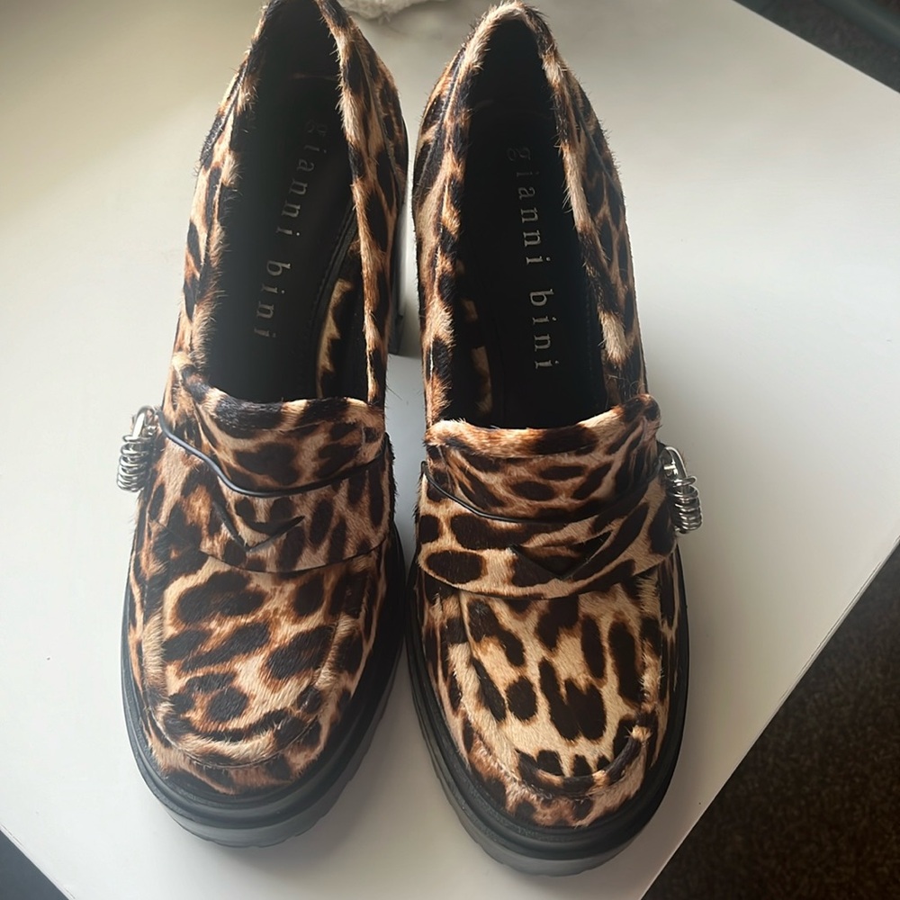 Gianni Bini,Maxwells Leopard print faux calf hair platform loafers